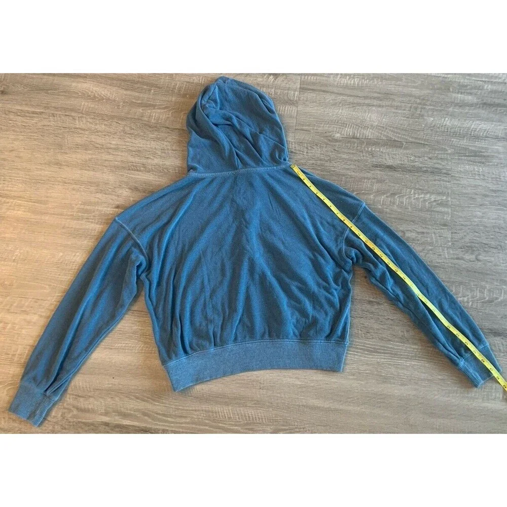 Fp Free People Movement Believe It Lace Up Crop Hoodie Blue Sweatshirt Size XS